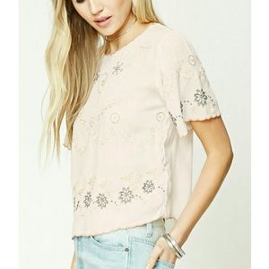 Floral embroidered lightweight top